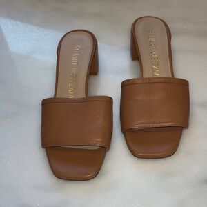 Stuart Weitzman Women's Brown Leather Mules